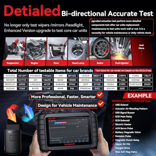 iCarsoft CR Max BT (Enhanced) Wireless Bidirectional Diagnostic Tool, ECU Adaptation/Teach-in, 49+ Reset All System Touchscreen Battery Registration ECU Coding OBD2 Scanner with 38Pin + 20Pin Adapter - style: Enhanced CR MAX BT Diagnostic Tool