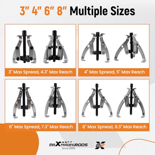 maXpeedingrods 3" 4" 6" 8" Gear Puller Set, 2 Jaw & 3 Jaw Bearing Puller Kit with Ratchet Wrench, 72pcs Reversible Jaw Gear Pulling Tool for Internal External Bearing Gear Pulley Flywheel Removal - style: 2/3 Jaw Puller W/Wrench