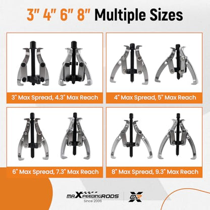 maXpeedingrods 3" 4" 6" 8" Gear Puller Set, 2 Jaw & 3 Jaw Bearing Puller Kit with Ratchet Wrench, 72pcs Reversible Jaw Gear Pulling Tool for Internal External Bearing Gear Pulley Flywheel Removal - style: 2/3 Jaw Puller W/Wrench