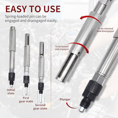3PCS J-42083 Automatic Timing Pin + 9U-7227 Injector Height Adjustment Gauge Tool + J-38587-A Engine Barring Socket, Compatible with Caterpillar 3406E C-15 C-16 - size: 3pcs