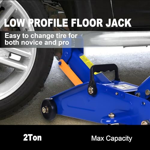 2 Ton Floor Jack, 4,400 lbs Hydraulic Car Jack, Low Profile Heavy Duty Steel Floor Jack for Car & SUV, Single Piston Quick Lift Pump, 5.1"-13" Lifting Range, Garage Jack