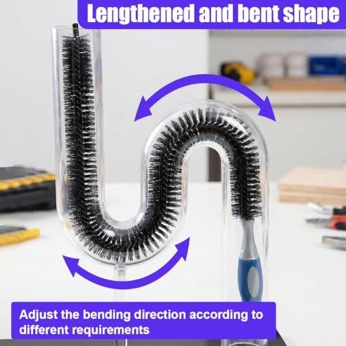 Car Engine Cleaning Brush with Long Handle, Flexible Hard Bristle Auto Detailing Brushes Kit with Hanging Hole, Bendable Car Wash Brush for Radiator Dryer Vent/Refrigerator Coil (2PCS) - size: 2PCS