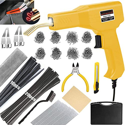 Upgraded 220w Plastic Welder Bumper Repair Kit,2-in-1 Plastic Welding Kit 800PCS Hot Staples & 30pcs Plastic Welding Rods,Hot Stapler Plastic Repair Kit for Car Bumper Kayak Crack Repairs(yellow) - color: Yellow, size: 220w
