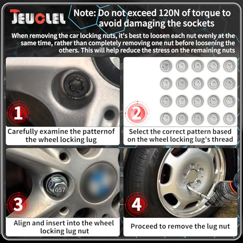20PCS Wheel Locking Nut Key Kit Compatible with BMW Series, Wheel Lock Nut Socket Bolt Set, Wheel Anti-Theft Lug Nut Removal Tool, Anti-Theft Screw Remover - color: 20PCS 041-060 Scoket Set