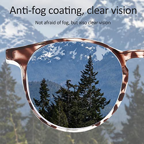 2 Pairs Anti Fog Safety Goggles Protective Glasses Blue Light Blocking Eyeglasses for Men Women - color: Round Tortoise+transparent