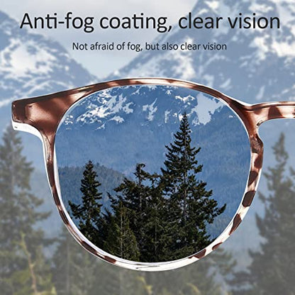 2 Pairs Anti Fog Safety Goggles Protective Glasses Blue Light Blocking Eyeglasses for Men Women - color: Round Tortoise+transparent