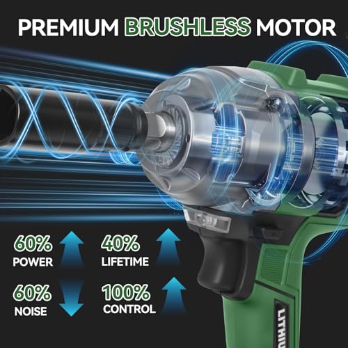 Prostormer 800N.m(590Ft-lbs) Cordless Impact Wrench, 1/2" Brushless High Torque Impact Gun Kit for Car Home, 2x4.5Ah Rechargable Batteries, Charger & 8 Sockets