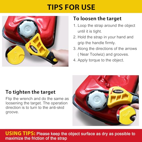 Toolwiz Rubber Strap Wrench Set for Pipes Below 6" (150mm) & 4" (100mm) – Reinforced Adjustable Wrench for Plumbing, Jar Opening, and Light DIY Tasks - color: Yellow
