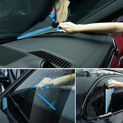 NEWISHTOOL 2 PCS Window Tint Squeegee Side Swiper Squeegee Magnet PPF Tools | Fixed TPU Rubber Blade, All-Purpose Scraper for Film Installing, Glass Cleaning Water Remove, Water Blade Wiper Tint Tools
