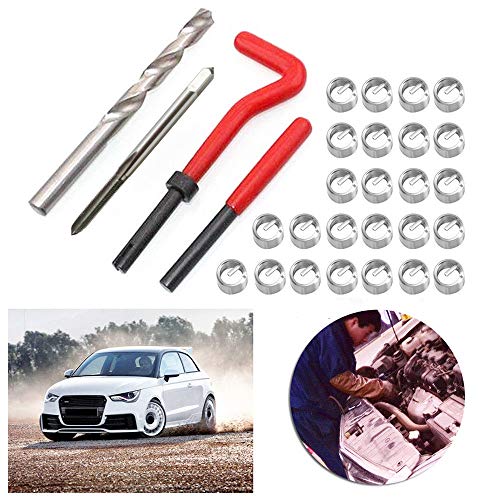 Shkalacar 30Pcs Metric Thread Repair Kit, Metric Thread Threaded Inserts Installation Tool for M3 M4 M7 M9 M11 Helicoil Car Pro Coil Tool M3*0.5