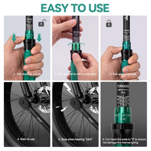 DISEN 46Pcs 1/4" Click Torque Wrench Set 1-26 N.m, ±3% Accuracy, 72-Tooth Reversible Ratchet, Quick Release, with Sockets & Bits, for Bike Motorcycle Precision Repair - size: 46 PCS Set (1/4inch)