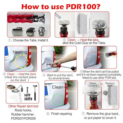 WOYO PDR Kits, Slide Hammer Puller Dent Removal Tool with 3 Pieces Tabs, Include Cold Glue for Steel, Aluminum, Other Metal Auto Body, New Car Dent Repair Tool