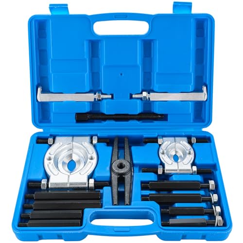 DASBET 14PCS Bearing Puller Set 5 Ton Capacity Bearing Separator Wheel Hub Axle Puller Set Pinion Wheel Bearing Removal Kit with 2" and 3" Jaws Heavy Duty Bearing Splitter Tool Kit - color: Blue