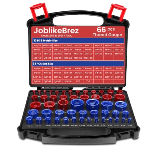 Thread Checker, 66pcs Nut and Bolt Thread Checker, 33 Inch & 33 Metric Box Set Thread Gauge, Thread Checker Standard and Metric Suitable for Size Checker of Bolts or Nuts in Narrow Areas - size: 66 Thread Checker