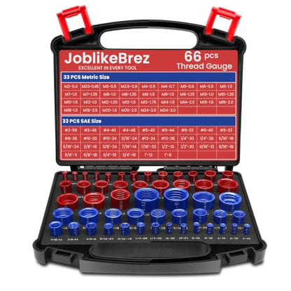 Thread Checker, 66pcs Nut and Bolt Thread Checker, 33 Inch & 33 Metric Box Set Thread Gauge, Thread Checker Standard and Metric Suitable for Size Checker of Bolts or Nuts in Narrow Areas - size: 66 Thread Checker