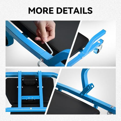Auto Dynasty Universal 42" L X 18" W Blue for Under Car Repair Vehicle SUV Truck Pickup Adjustable Creeper with Padded Headrest + Casters - color: Blue
