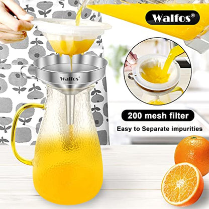 Stainless Steel Funnel, Walfos Kitchen Funnel with 2 Removable Strainer ＆ 1Pc Cleaning Brush, Perfect for Transferring of Liquid, Oils, Jam, Dry Ingredients & Powder (Big, 4.9") - color: 1pcs funnel 4.9 inch