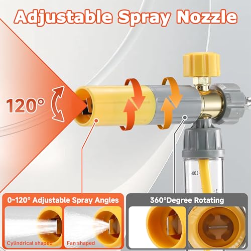 M MINGLE Pressure Washer Gun with Mini Undiluted Foam Cannon, 1/4" QC | Dual Connector Accessory, Undiluted Foam Blaster with 5 Nozzle Tips, M22 Adapter, Ideal for Car Wash, Patio & Deck Cleaning