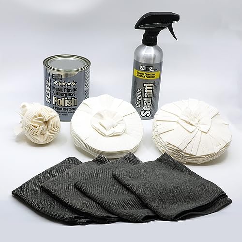 Flitz Car Buffing Kit (Ultra) - USA-Made Car Care Kits for Vehicles - Includes 2lbs Polish, 16oz Ceramic Sealant, 3", 5" and 7" BuffBalls & 4 Microfiber Cleaning Cloths - Exterior Auto Restoration Set - style: Show Special: Large Kit
