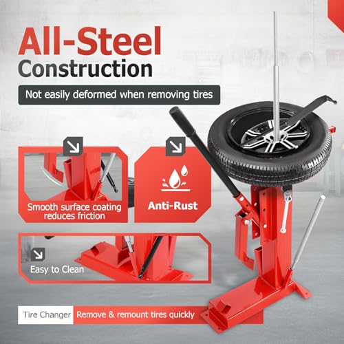 Multifunctional Manual Tire Changer for 4" to 16.5" Tires, Portable | Hand Bead Breaker Suitable for Motorcycles, Go-Karts, Trailers, Bikes, ATVs, Trucks Steel