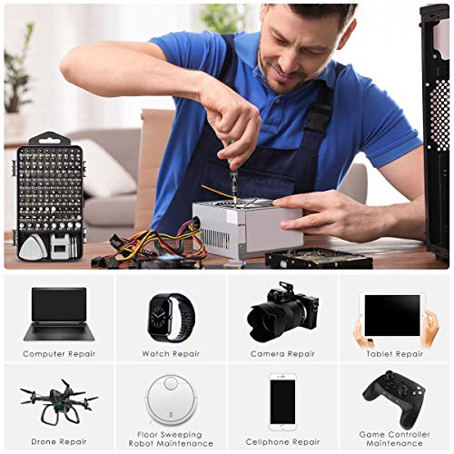 SHARDEN 122 in 1 Precision Screwdriver Set With CR-V Steel Bits(Grey) | Magnetic Repair Tool Kit with Case for Repair Computer, Phone, PC, Cellphone, Laptop, Game Console, Watch, Glasses etc - color: Grey