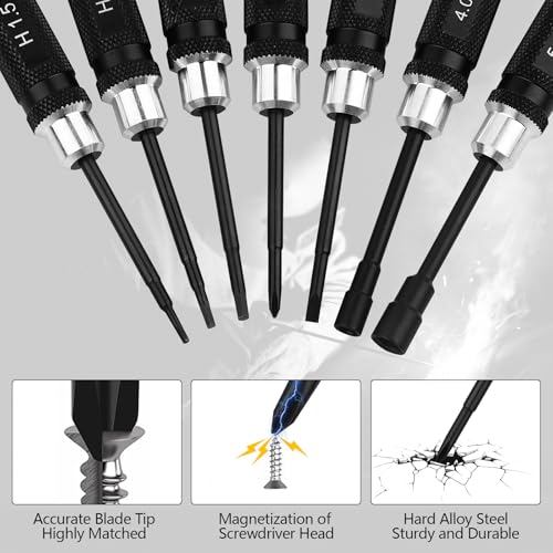 7PCS RC Car Tool Kit Short Handle Hex Screwdriver Nut Set W/Hex 1.5/2.0/2.5mm/4.0BOX/5.5BOX & Phillips & Slotted Screwdriver Fit for 1/18 1/24 Mini Crawler Car TRX4M SCX24 FCX24
