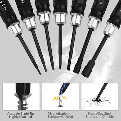7PCS RC Car Tool Kit Short Handle Hex Screwdriver Nut Set W/Hex 1.5/2.0/2.5mm/4.0BOX/5.5BOX & Phillips & Slotted Screwdriver Fit for 1/18 1/24 Mini Crawler Car TRX4M SCX24 FCX24