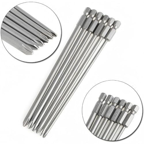 Wolfride 6Pcs 1/4 Inch Hex Shank Long Phillips Head Screwdriver Bits Set Magnetic Cross Head Screwdriver Bits | 5.9-Inch Length - style: Phillips Head