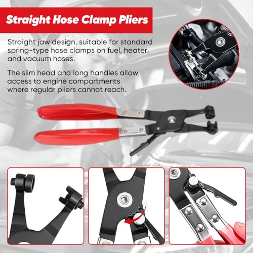 5PCS Automotive Electrical Disconnect Pliers Kit, Auto Repair Tool Set with 60° Angled Connector Separator, Hose Clamp Pliers, Trim Clip Removal Tool, Plug Release and Wire Terminal Remover - color: A
