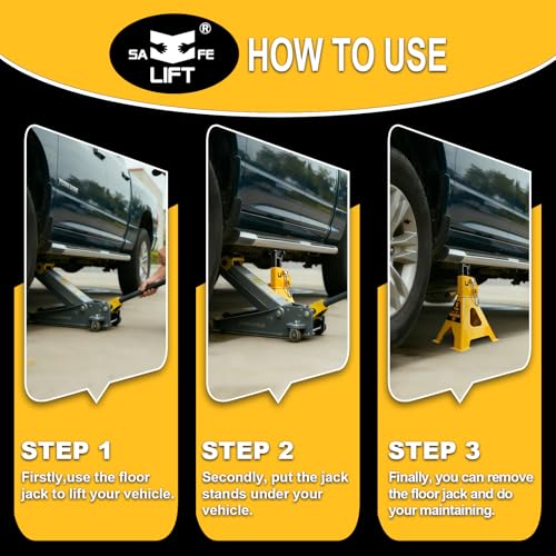 6 Ton (13,200 LBs) Jack Stands with Double Pin Locking,Rubber Cover,Large Foot Base,16-24In Adjustable Height Heavy Duty Jack Stands,Lifting Car,Bus,RV,SUV,MPV,Pickup Truck,1 Pair Yellow - color: yellow, size: 6Ton Load Capacity