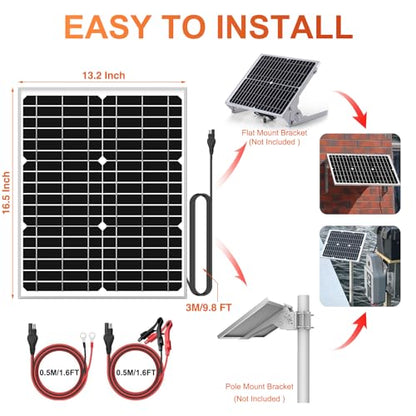 SUNER POWER 12V 20W Solar Panel, Built-in UltraSmart MPPT Charge Controller, Waterproof 20 Watt Solar Battery Maintainer for 12Volt AGM, Deep Cycle, Lead-Acid, Lifepo4 Battery - size: BC-20W-Ultra