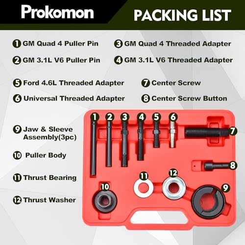 Power Steering Pulley Puller Installer Kit for Most Engines | Removes and installs Power Steering, Water Pump and Vacuum Pump Pulleys. Fits Most Engines for Fast Repairs.