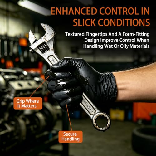 Gloves Disposable Latex Free, Nitrile Gloves 100 Pcs, Black Cleaning Gloves, Powder Free Food Prep Gloves, Large
