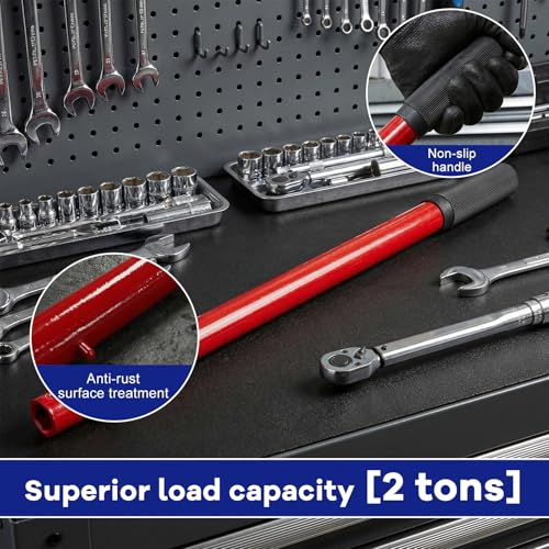 2 Ton Jack Handle Replacement, Horizontal Hydraulic Jack Handle Replacement Kit with Gloves, Anti-Slip Grip Steel Jack Lifting Handles for Most Vehicles, Car Accessories (Red) - color: Red