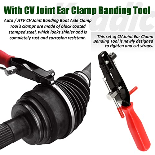 Keadic 37Pcs Automotive CV Boot Clamp Pliers with Ear Joint Banding Clamps, 304 Stainless Steel CV Joint Boot Clamps Band Hose Car Axle Pliers Tool for Most Cars