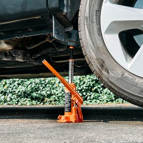 VEVOR Hydraulic Bottle Jack, 4 Ton (8818.4 lbs) Capacity, 7.3-13.8 Inch Lifting Range, Heavy Duty Welded Bottle Jack for Car, SUV, Pickup, Auto Repair, House Lift and Agricultural Equipment, Orange - size: 4T