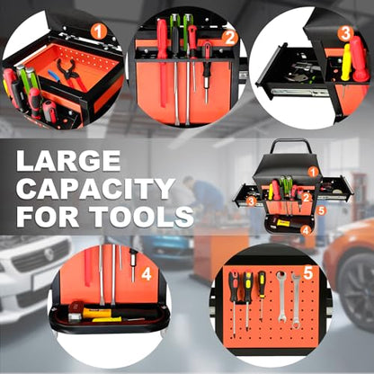 A A IN Rolling Tool Chest Creeper Seat with 4 Pieces 2-1/2" Swivel Casters,Padded Creeper Seat with Extra Storage,Tool Box Chair, 300 pounds Capacity Mechanics Chair with Drawers - style: Creeper Seat