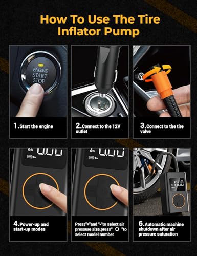 AUTOWN Flat Tire Repair Kit with Air Compressor, Professional Tire Plug Kit | 120PSI Portable Air Pump with Auto-Stop & LED, Heavy Duty Emergency Tool for Car, Truck, Motorcycle, SUV, ATV, Tractor, 54pcs