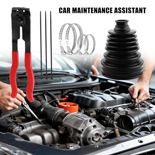 CV Boot,Professional CV Axle Boot Repair Kit with Ball-Cage Pliers & 4PCS Stainless Steel Clamp,Dustproof CVs Joint Boots Kit for Protecting CVs Axle Boots Car Accessories