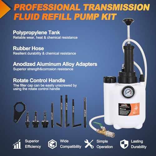GOOACC Transmission Fluid Pump Kit 3L Automotive Manual Oil Pump Extractor ATF Refill Dispenser Transfer Pump with 8 ATF Filler Adapters Oil Filling Filler Manual System Fluid Extractor Pump Tool Kit - size: 3L