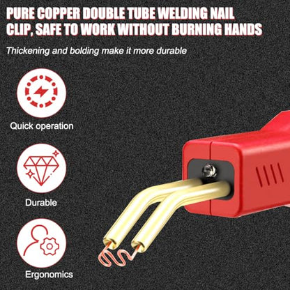 Car Plastic Welder, Vehicle Plastic Bumper Crack Repair Welder Gun Kit, 200PCS 4 Types Portable Automotive Hot Welding Staplers with Carry Case, Universal for SUV RV Truck