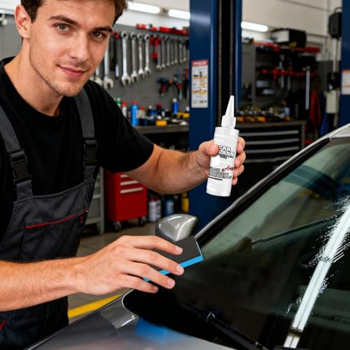 Glass Polishing Compound - 100ml Cleaning Agent, Windshield Stain Remover with Cerium Oxide Fine Scratch Eraser, Auto Detailing Liquid, Paint Scuff Restoration Cream for Car Clarity Finish