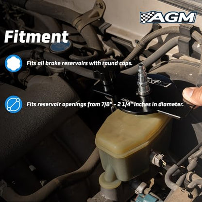 AGM Brake Bleeder Adapter – Universal Reservoir Cap | Brake bleeder adapter, adjustable reservoir cap, fits most round master cylinders