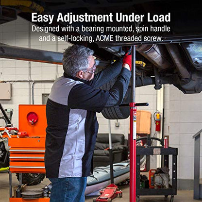 Sunex 6809A, Underhoist Support Stand, ¾ Ton Capacity, 12 Inch Diameter Base, Contoured Saddle, Bearing Mounted Spin Handle, Self-Locking ACME Threaded Screw, Supports Vehicle Components - size: Regular