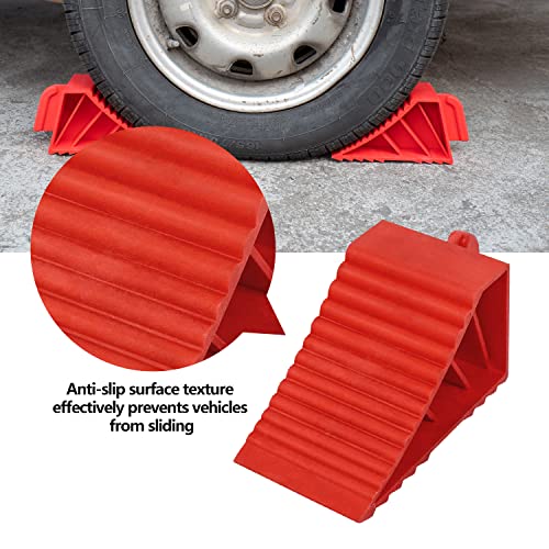 Wheel Chocks ABS Plastic Heavy Duty, Tire Chocks for Travel Trailers, RV, Camper, and Trucks 2-Pack, Red - color: red 2-pack