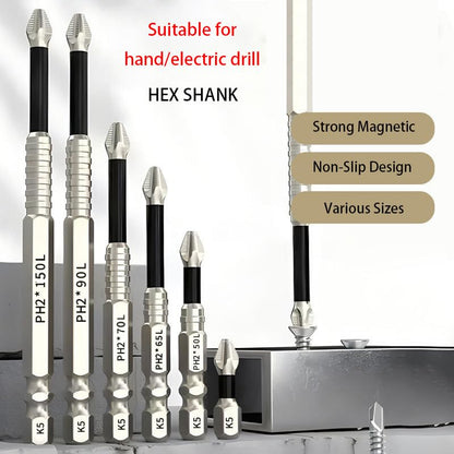 High Magnetic Screwdriver Drill Bit Set, Upgrade K5 Impact Driver Bit Set, Anti Slip Magnetic Screwdriver Bits, 25 50 65 70 90 150mm