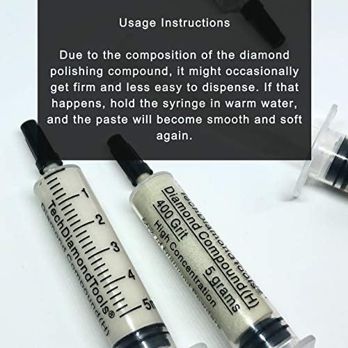 TechDiamondTools Kit of 3 Diamond Lapping Paste Polishing Compound USA Made 400 600 1050 Grit Lapping Compound for Rock Glass Metal Jewelry Resin Marble with 10% of Diamond Powder - style: Light 10% concentration