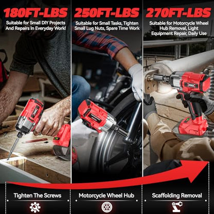 DIYtoolifz Cordless Impact Wrench Compatible with Milwaukee 18v Battery: 250Ft-lbs(340N.m) 3/8" Brushless Electric Impact Gun, 2400RPM High Torque Impact Driver, Power Impact Wrench, Bare Tool - size: 250ft-lbs, style: Compatible with Milwaukee 18V Batter