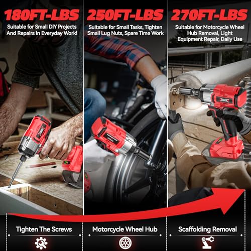 DIYtoolifz Cordless Impact Wrench Compatible with Milwaukee 18v Battery: 250Ft-lbs(340N.m) 3/8" Brushless Electric Impact Gun, 2400RPM High Torque Impact Driver, Power Impact Wrench, Bare Tool - size: 250ft-lbs, style: Compatible with Milwaukee 18V Batter