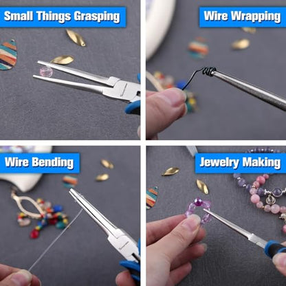 SPEEDWOX 6-Inch Mini Needle Nose Pliers Smooth Jaw with Protective Cover Needle Nose Pliers For Jewelry Making Mini Precision Wire Looping Fine Plier For Jewelry Making Wire Bending Small Object Grip - style: Needle Nose Pliers Smooth Jaw with Cover